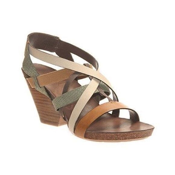 OTBT Taupe Laconia Leather Wedge Sandals - Picture 1 of 9